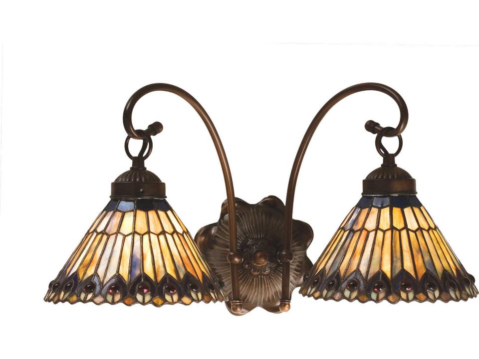 Jeweled Peacock 2-Light Wall Sconce Mahogany Bronze