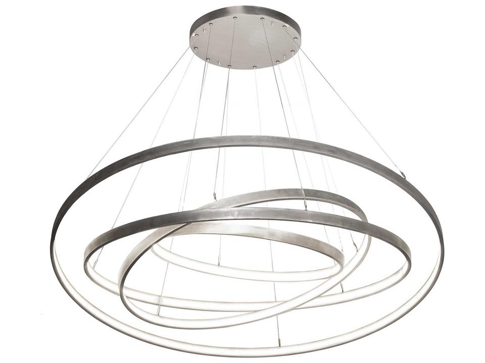 Anillo LED Steel Glass Round Tiered Pendant in Matte Clear