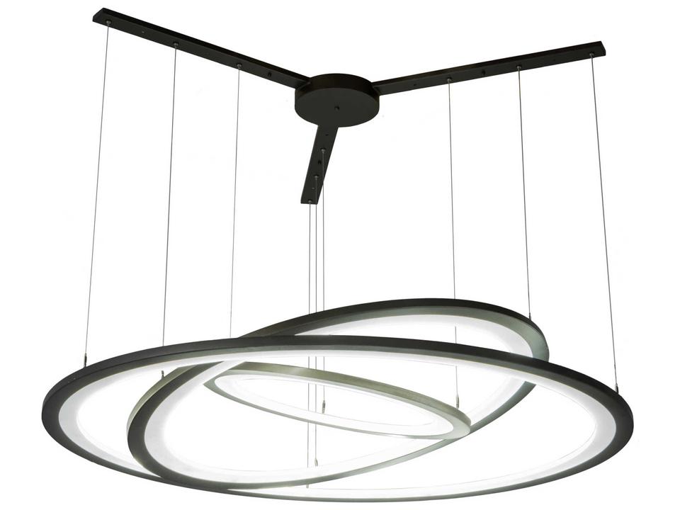 Anillo LED Bronze Glass Round Tiered Pendant with Frosted Clear Glass