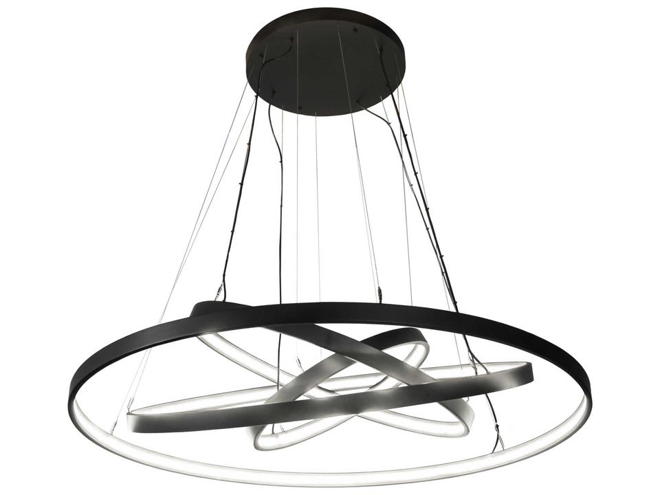 Anillo LED Black Glass Round Tiered Pendant in Solar Black