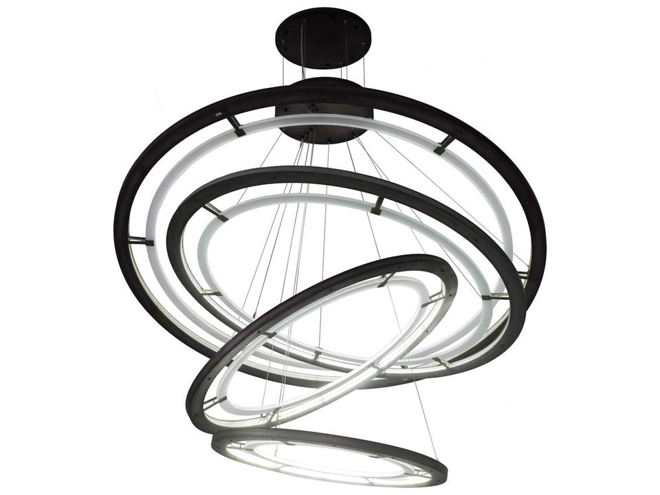 Anillo LED Steel Glass 4-Light Round Tiered Pendant in Steel Finish