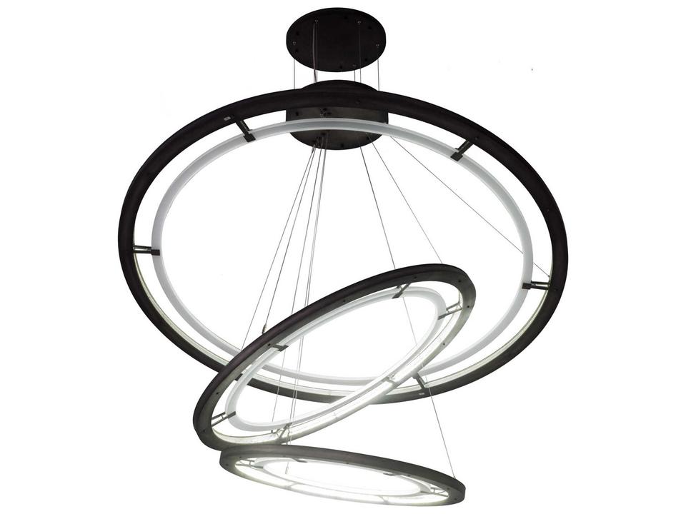 Anillo LED Steel Glass Round Tiered Pendant in Industrial Steel