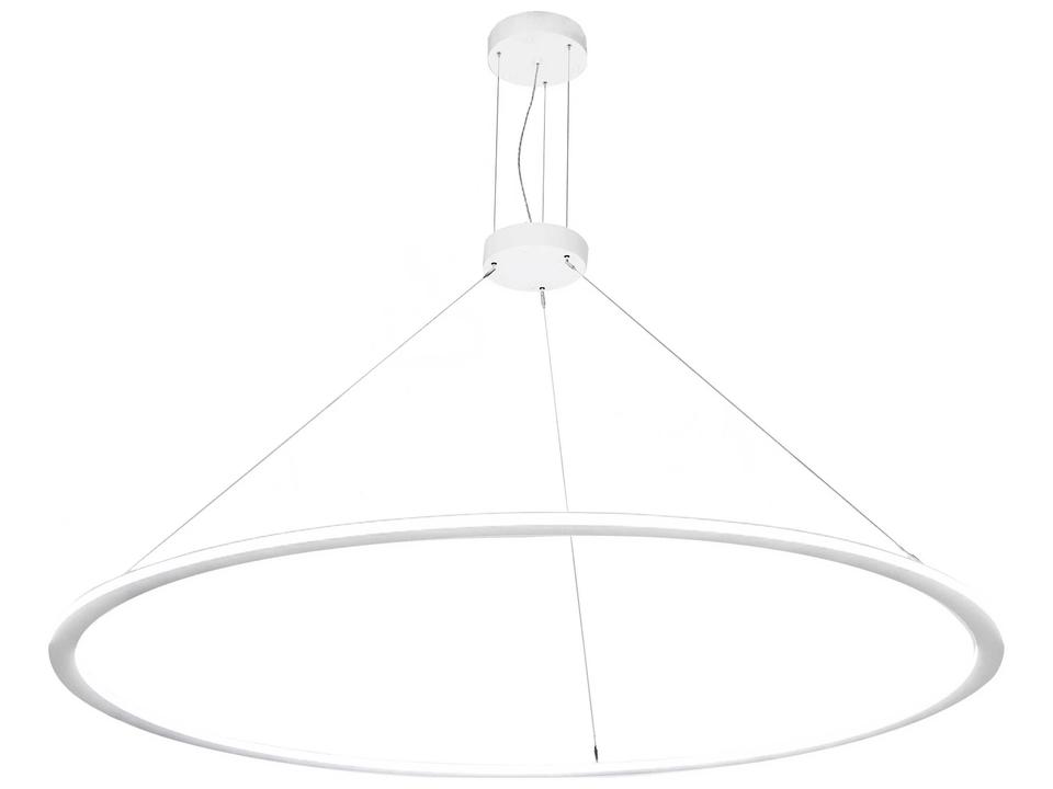 Anillo 84-Inch LED Round Pendant Light in Gloss White with Contrail Mist Diffuser