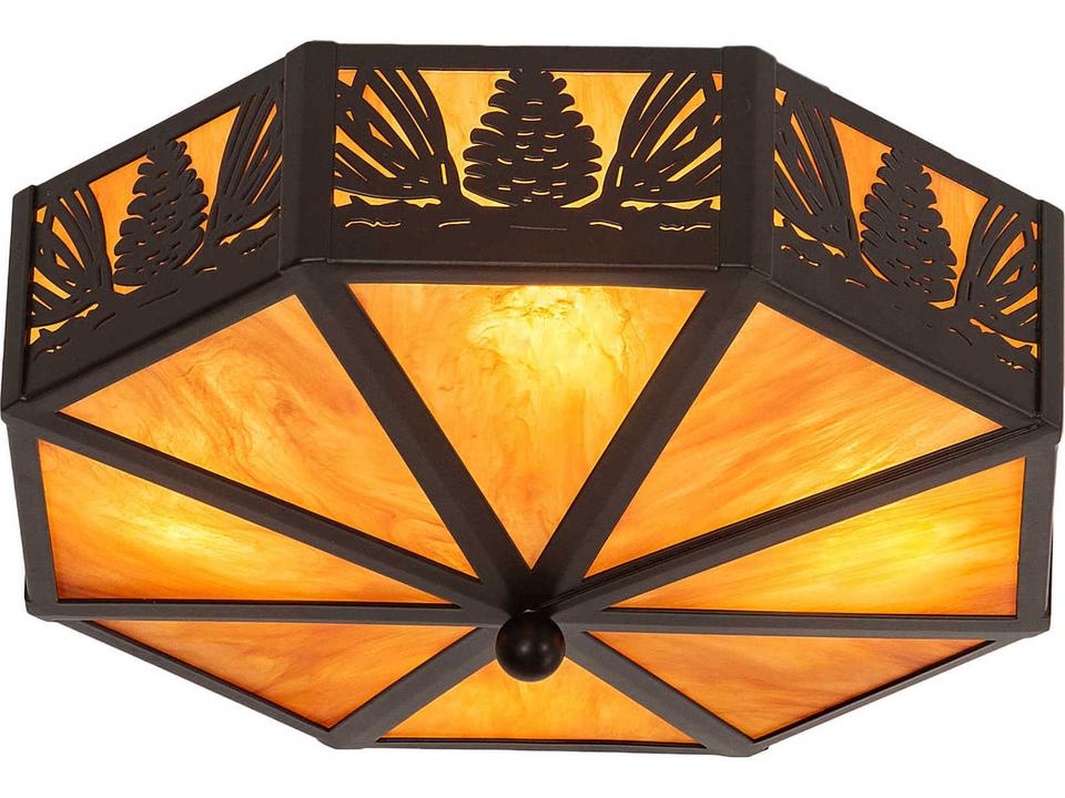 Pinecone 4-Light Flush Mount Ceiling Light in Solar Black and Ambra Siena Idalight