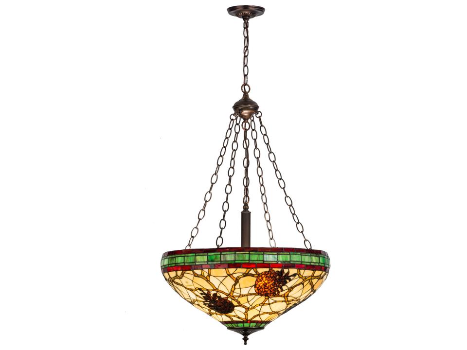 Pinecone Tiffany 4-Light Bowl Pendant in Mahogany Bronze