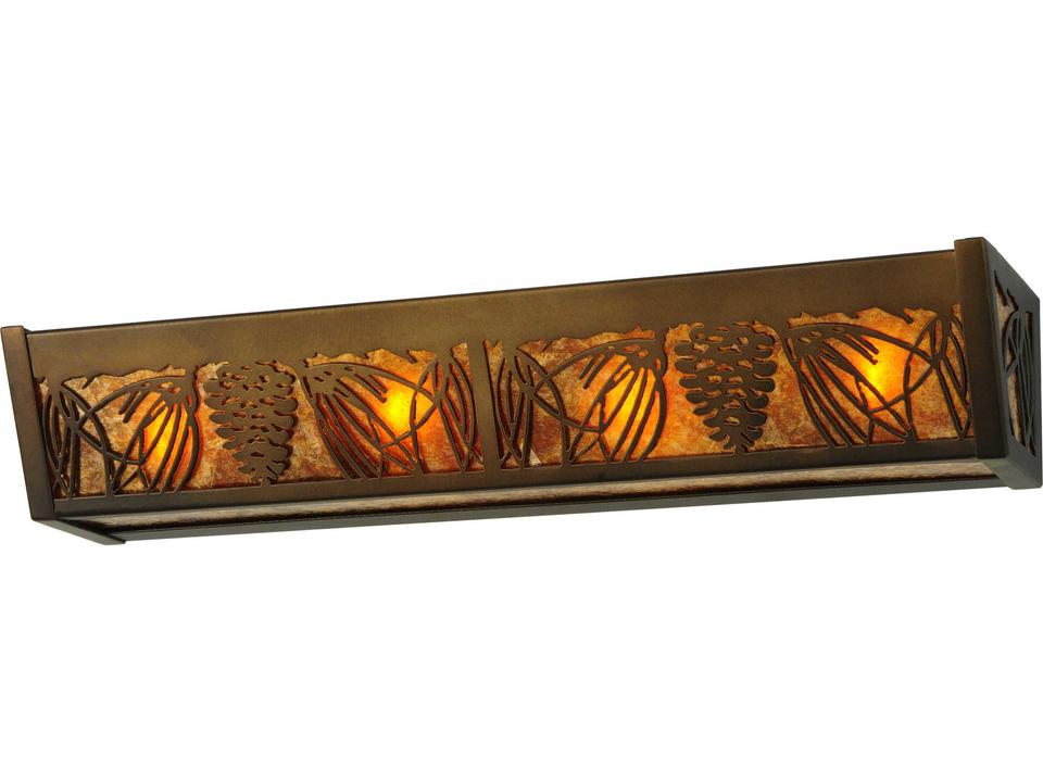 Pinecone 4-Light Rustic Vanity Light in Antique Copper Brown