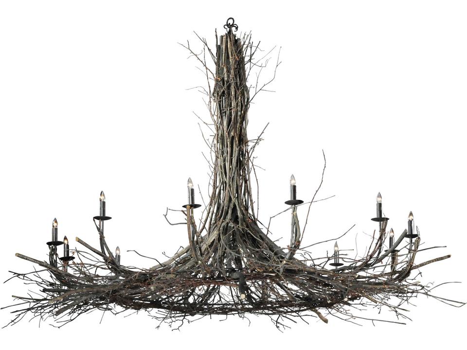 Twigs 12-Light Candelabra Chandelier in Mahogany Bronze