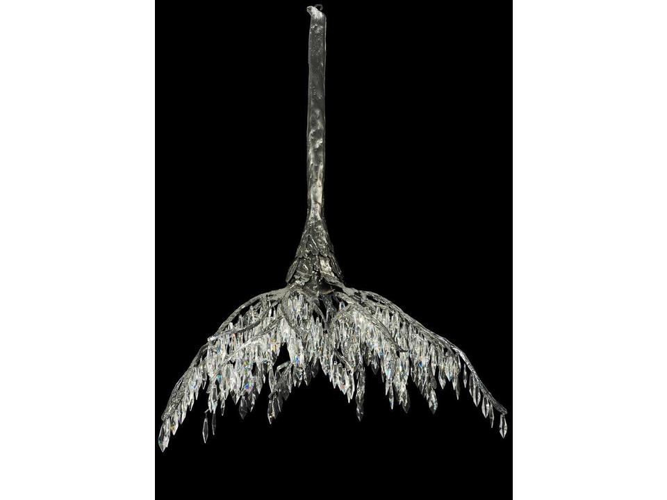 Winter at Stillwater 2-Light Rustic Crystal LED Chandelier in Wrought Iron