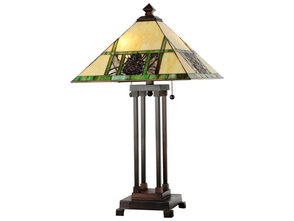 Pinecone Ridge Beige Black Glass Tiffany Buffet Lamp
