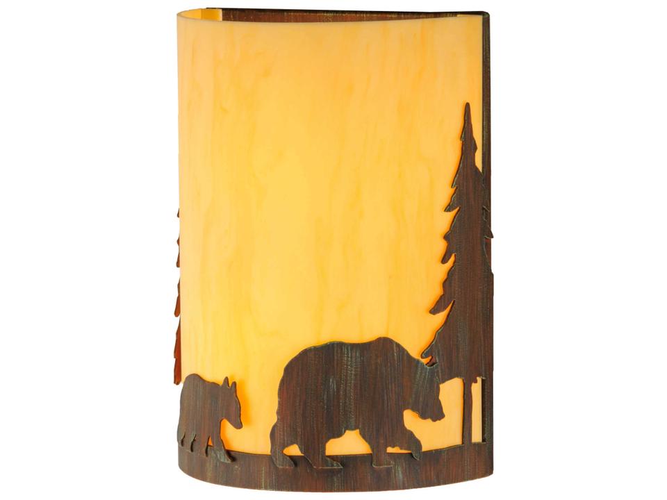 Pine Tree and Bear 2-Light Outdoor Wall Sconce