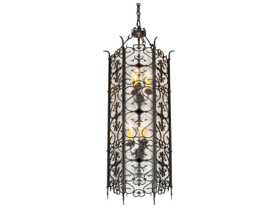 Saskia 6-Light Custom Black Cylinder Chandelier in Hand Rubbed Iron
