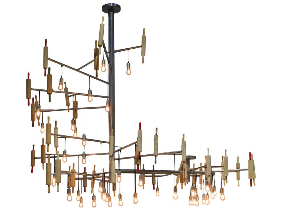 Alva 40-Light Silver Glass LED Tiered Semi Flush Mount