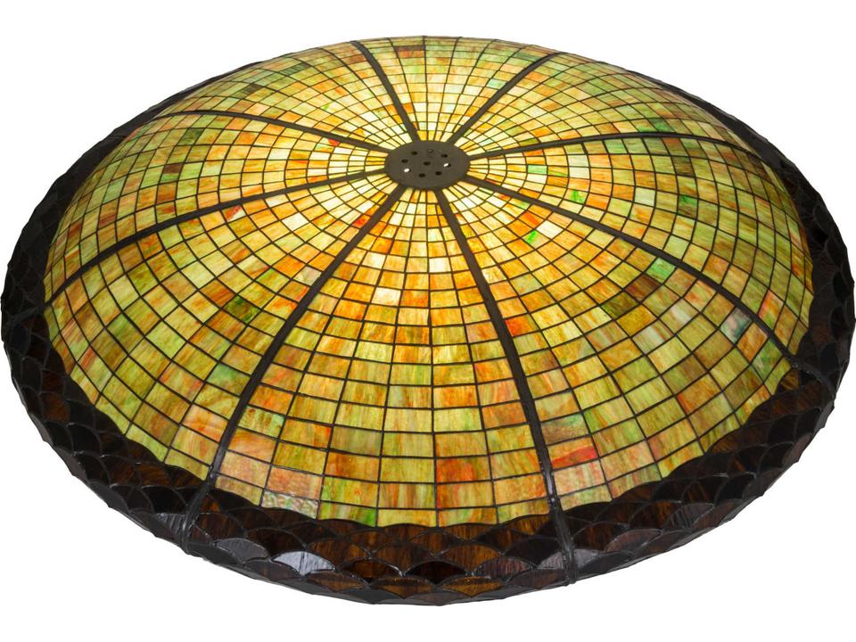 Acorn Inverted Dish 48-Inch Stained Glass Light Shade Multicolored