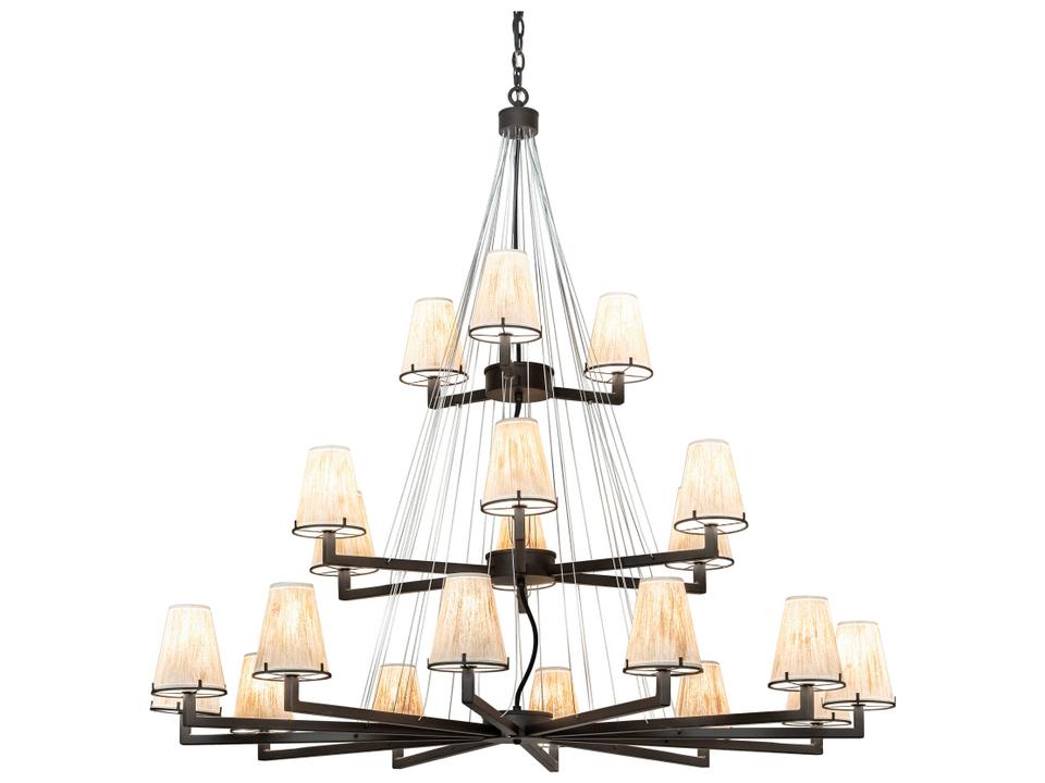 St. Lawrence 21-Light Oil Rubbed Bronze Empire Tiered Chandelier with Faux Linen Shades