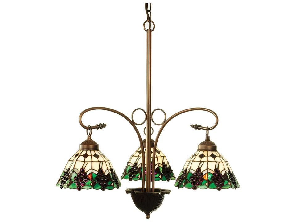Tiffany 3-Light  Grape Chandelier in Bronze with Tiffany Glass