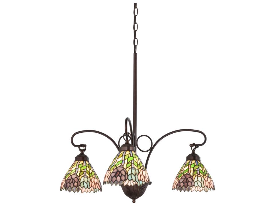 Tiffany 3-Light Wisteria Chandelier in Mahogany Bronze