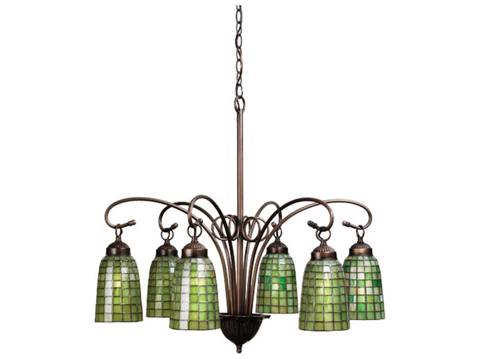 Tiffany 6-Light Bell Chandelier in Mahogany Bronze
