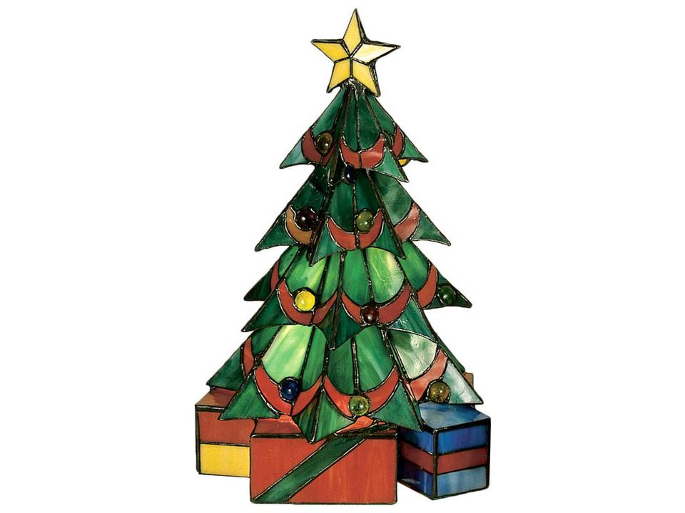 Tiffany Christmas Tree 2-Light Accent Table Lamp with Stained Glass