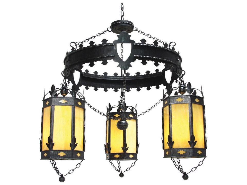 Valhalla 3-Light Blackwash Chandelier with Off White Cylinder Shades