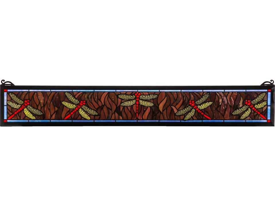 Tiffany Dragonfly Stained Glass Window Panel in Multicolored Glass 40-Inch