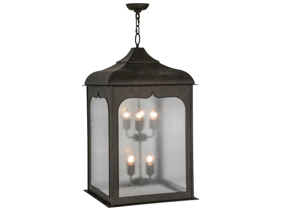 Hankel 8-Light Traditional Hanging Outdoor Light with Seeded Glass