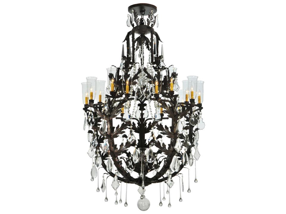 French Baroque 16-Light-Light Brown Crystal Candelabra Chandelier
