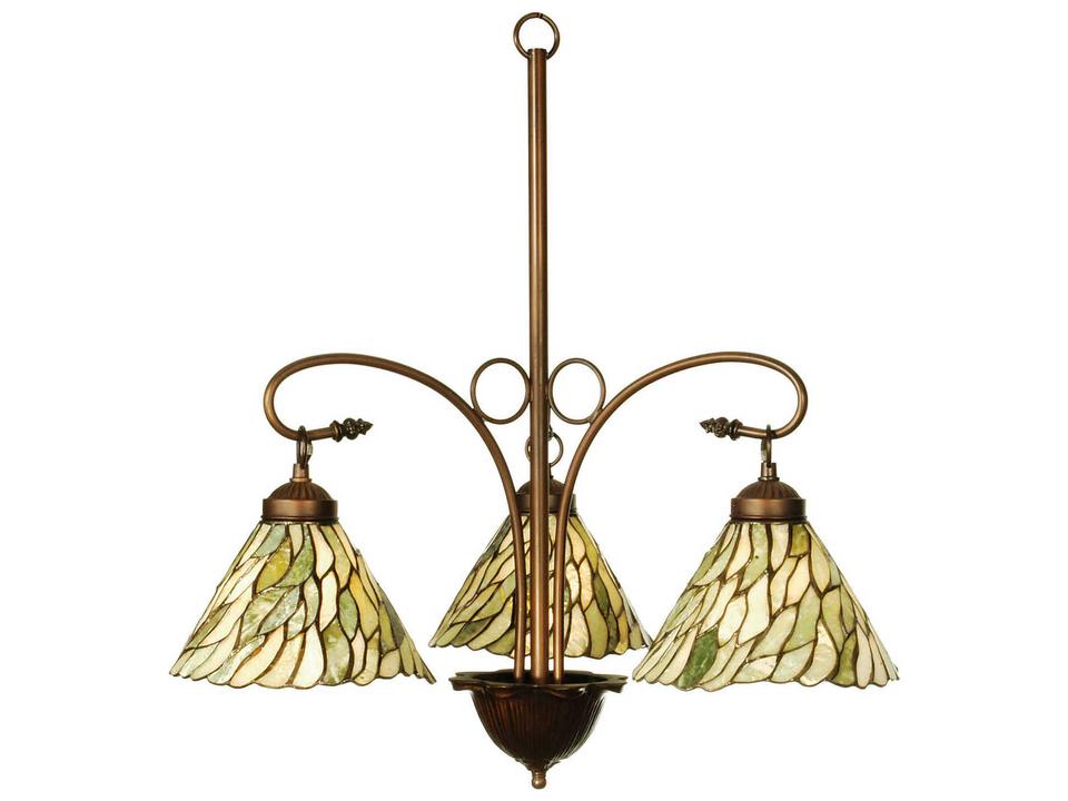 Willow 3-Light Tiffany Chandelier in Mahogany Bronze