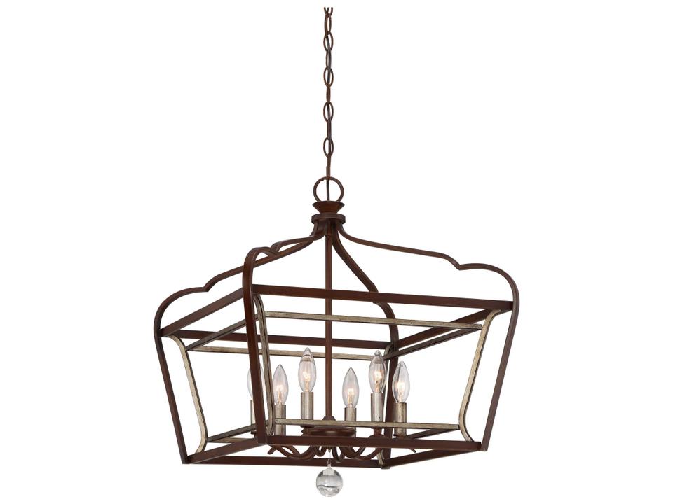 Astrapia 6-Light Pendant Light in Dark Rubbed Sienna and Aged Silver
