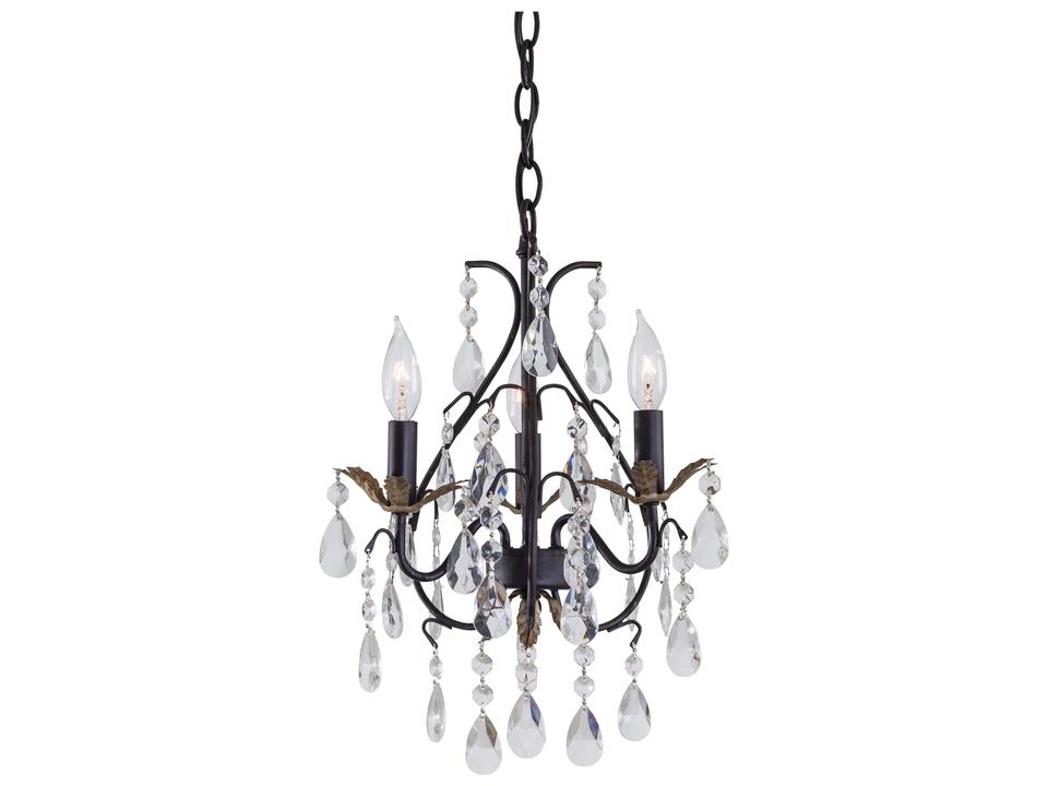 3-Light Bellasera Mini Chandelier in Castlewood Walnut with Silver Highlights