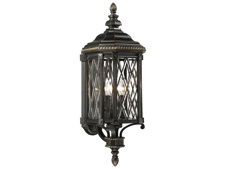 Bexley Manor 4-Light Outdoor Wall Sconce in Black with Gold Highlights