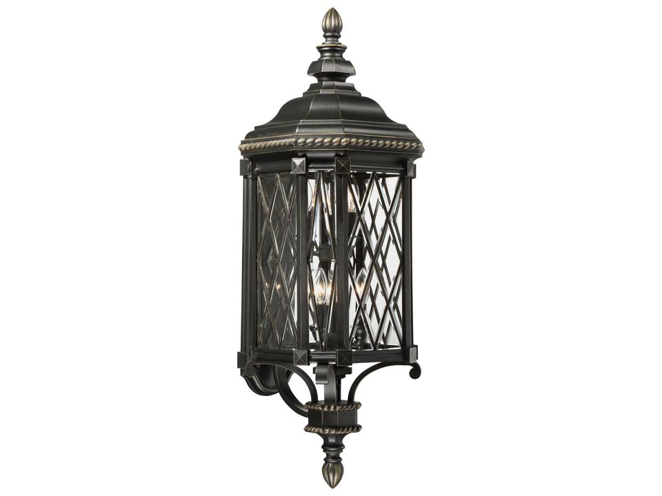 Bexley Manor 6-Light Outdoor Wall Sconce in Black with Gold Highlights