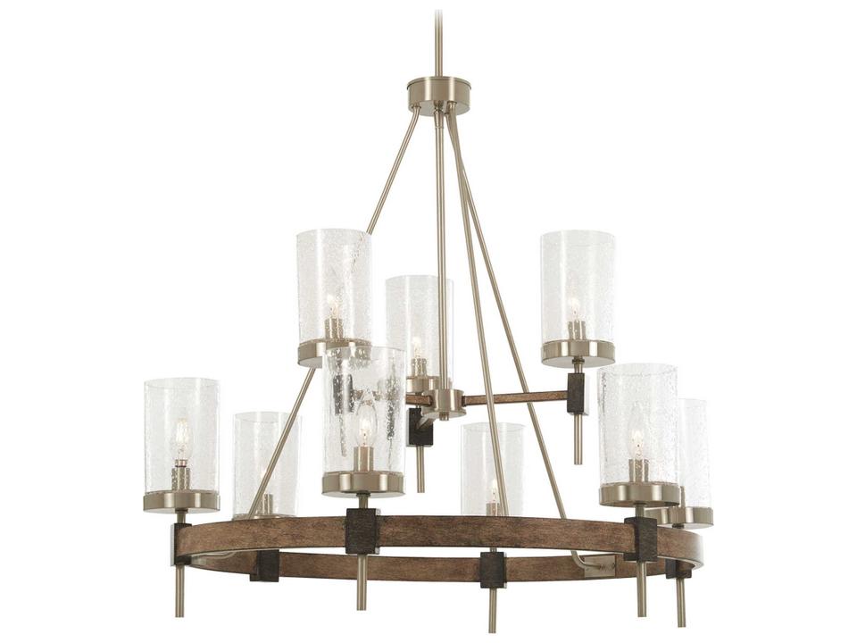 Bridlewood 9-Light Chandelier in Stone Grey with Brushed Nickel Finish