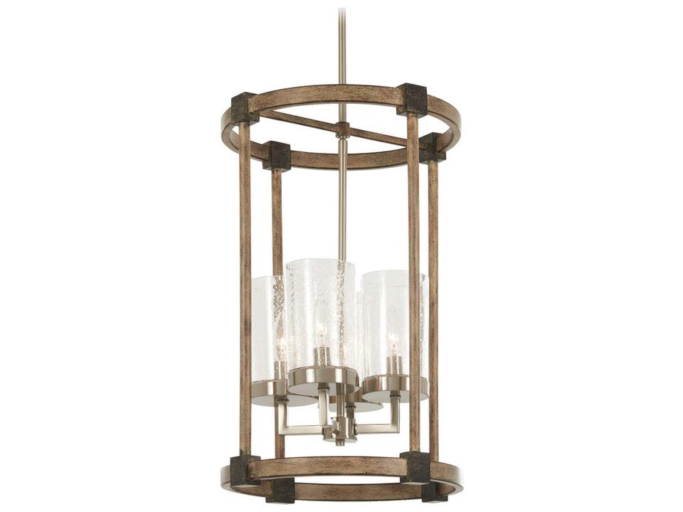 Bridlewood 4-Light Stone Grey Brushed Nickel Glass Candelabra Cylinder Chandelier