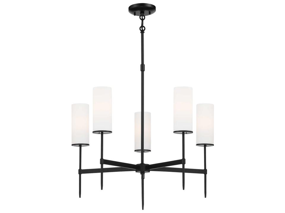 First Avenue 5-Light Chandelier in Coal with Etched White Glass