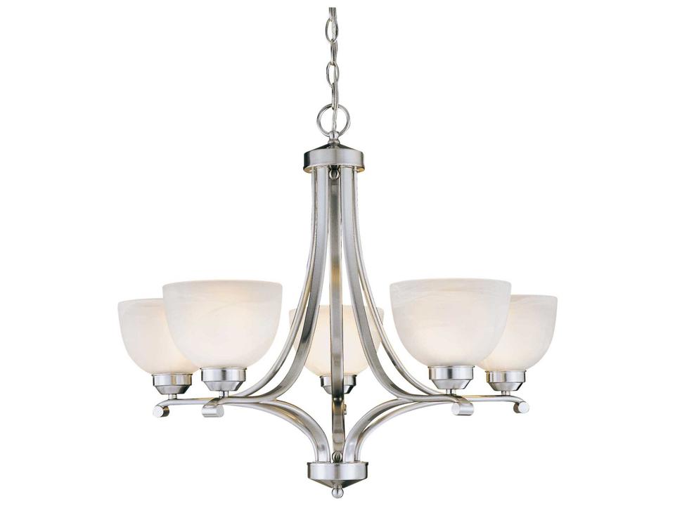 Paradox 5-Light Chandelier in Brushed Nickel with Etched Marble Glass