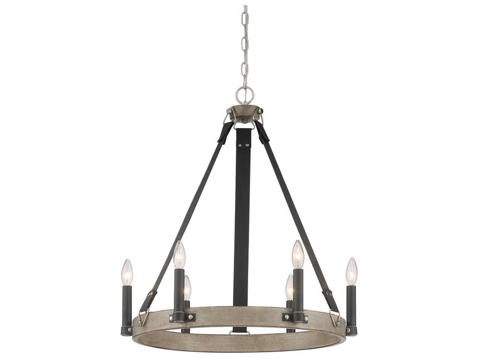 6-Light Rawson Ridge Chandelier Aged Silverwood Coal Black