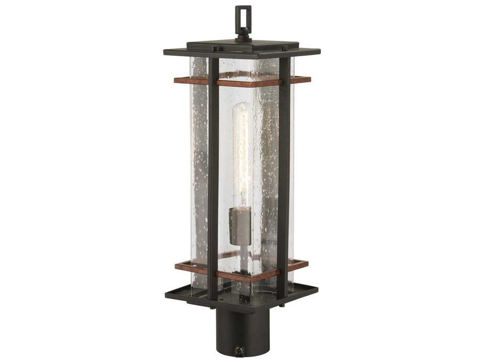 San Marcos 1-Light Outdoor Post Mount in Coal with Antique Copper Accents