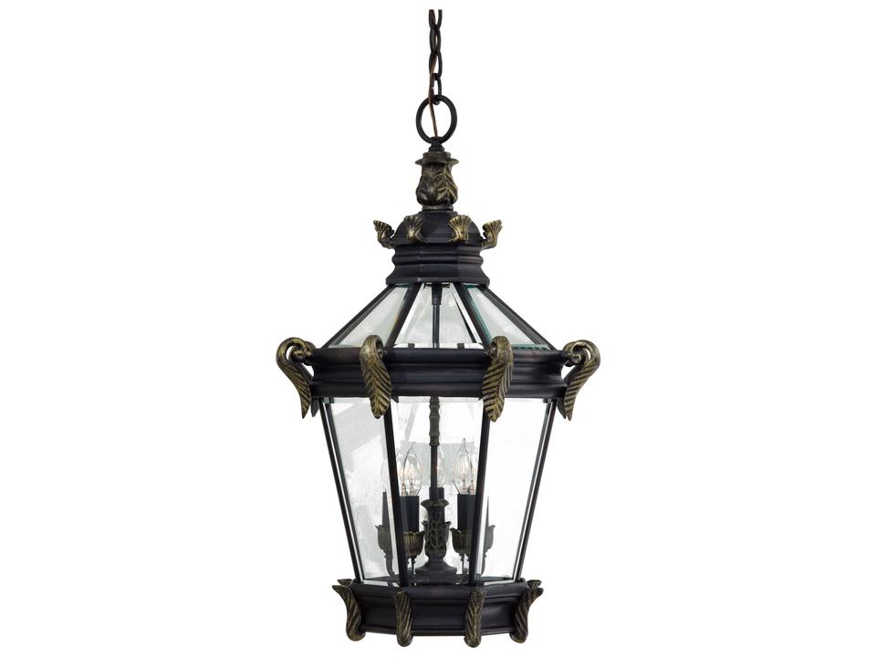 Stratford Hall Heritage with Gold Highlights Glass Outdoor Hanging Light