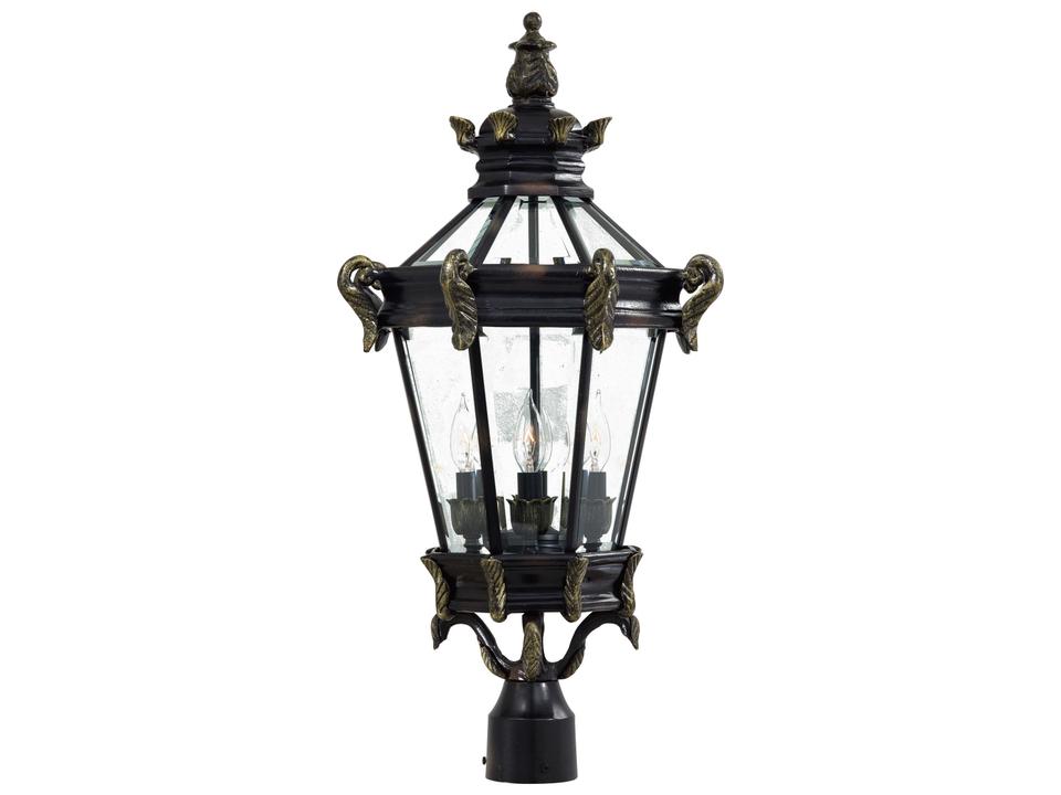 Stratford Hall Heritage with Gold Highlights Glass Outdoor Post Light
