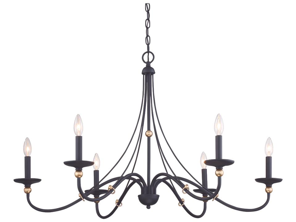 6-Light Westchester County Chandelier in Sand Coal with Skyline Gold Leaf