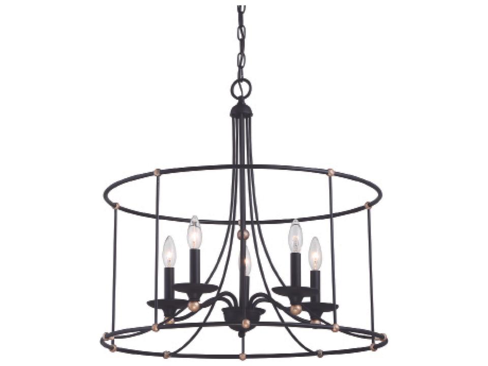 5-Light Westchester County Chandelier in Sand Coal and Skyline Gold Leaf