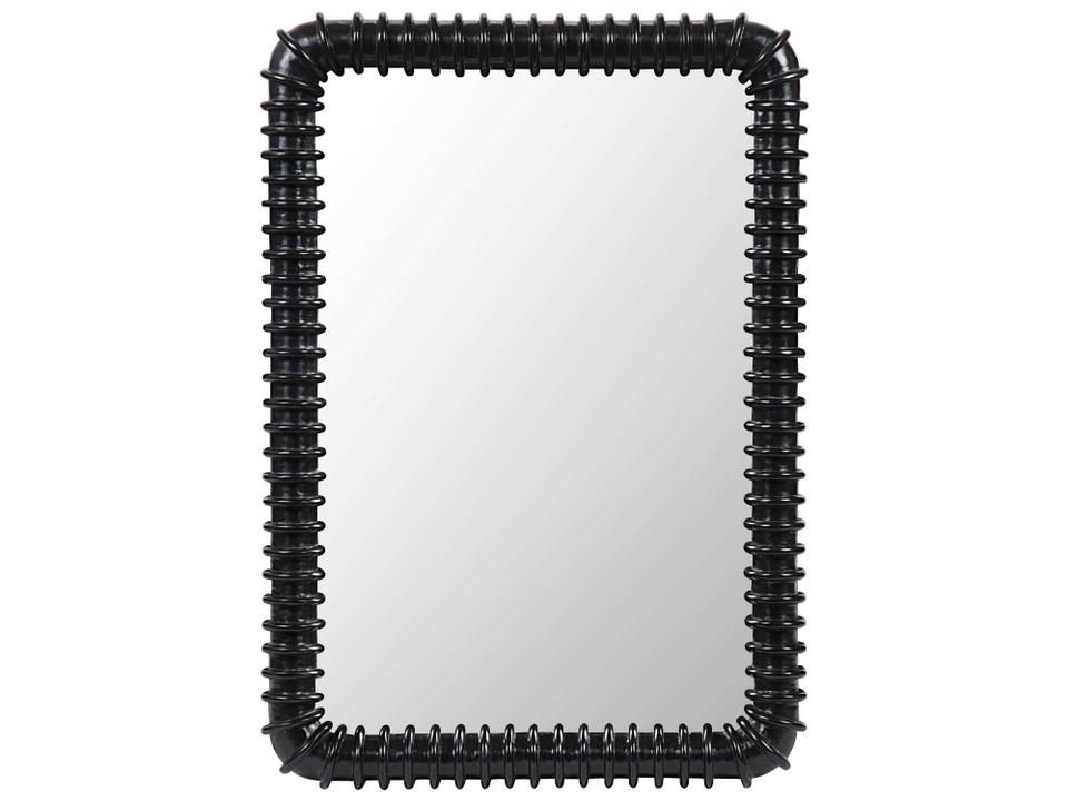 Toshi Rounded Rectangle Wall Mirror in Hand Rubbed Black Mahogany