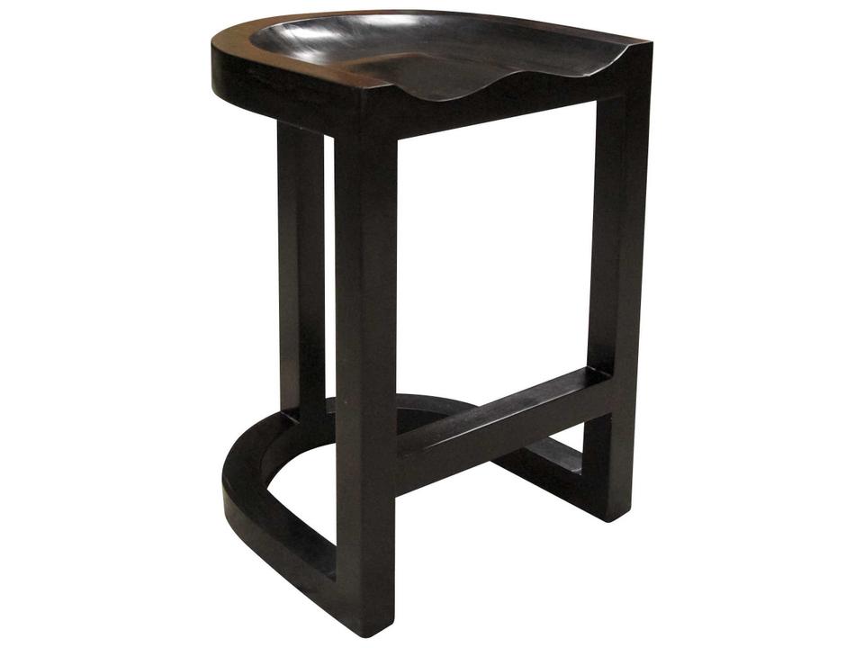 Saddle Counter Stool in Hand Rubbed Black Solid Mahogany