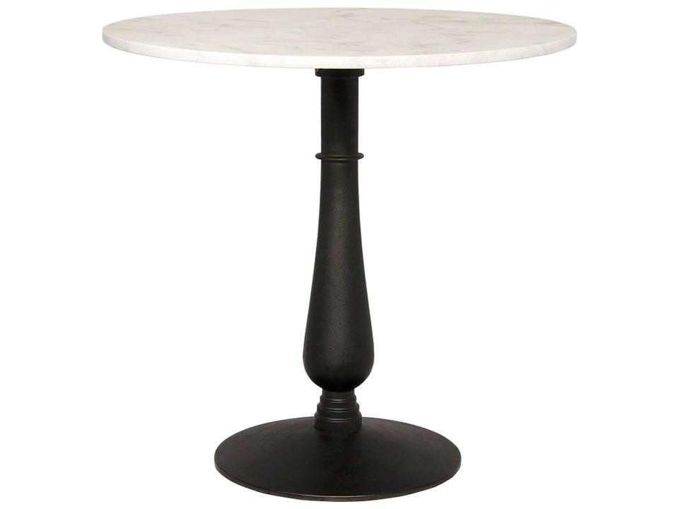 Cobus Square Side Table in Matte Black Cast Iron and Marble