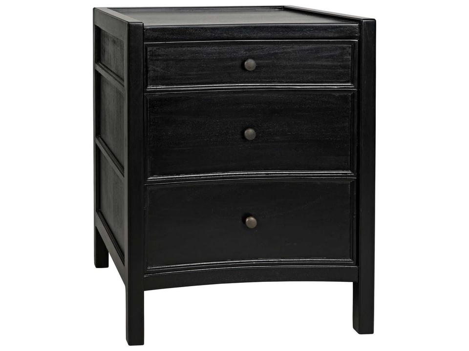 Hampton 3-Drawer Mahogany Nightstand in Hand Rubbed Black