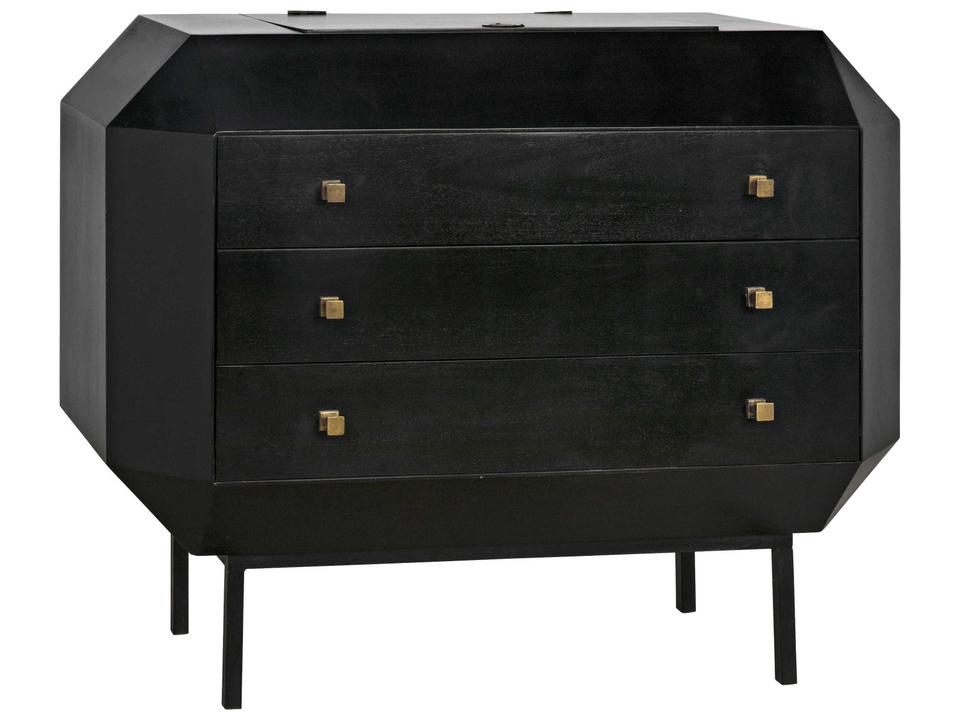 Rhiana 3-Drawer Dresser in Hand Rubbed Black Mahogany with Secret Compartment
