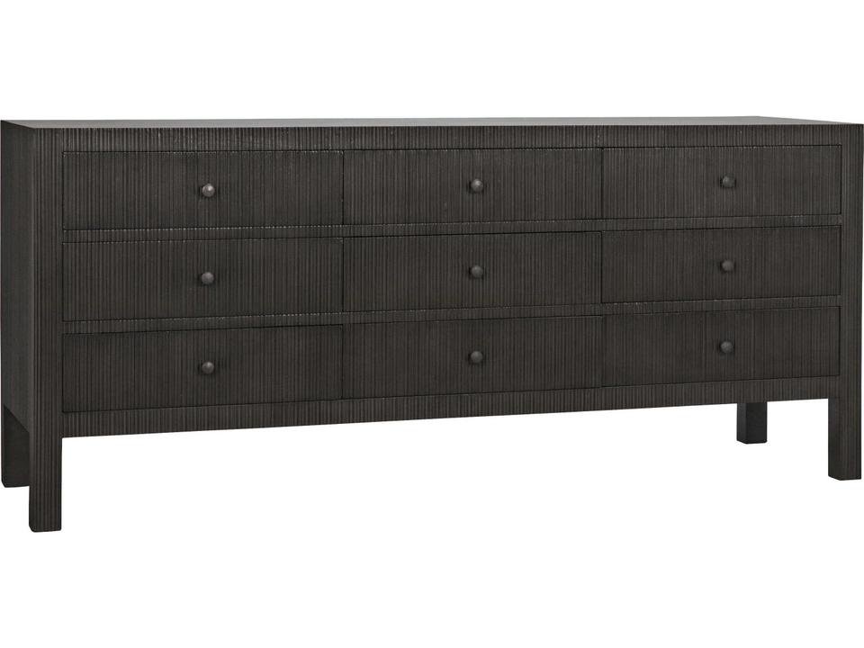 Conrad 9 Drawer Dresser Mahogany with Pale Finish and Brass Pulls