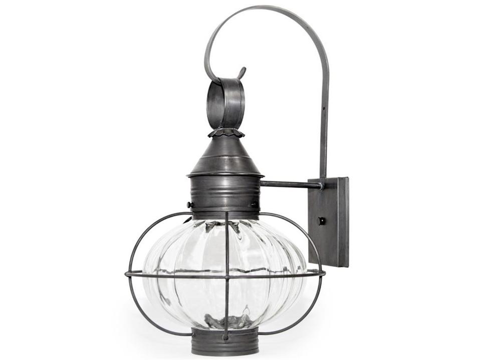 Onion 1-Light Outdoor Wall Sconce in Dark Brass with Optic Glass