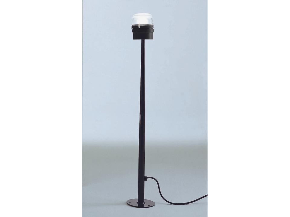 Fresnel 1-Light Outdoor Post Light in Black with Molded Glass Fresnel Lens by Joe Colombo