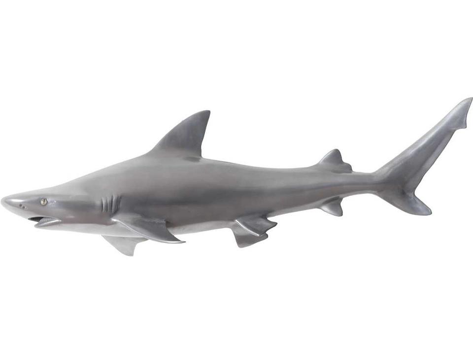 Black Tip Reef Shark 3D Wall Sculpture in Polished Aluminum
